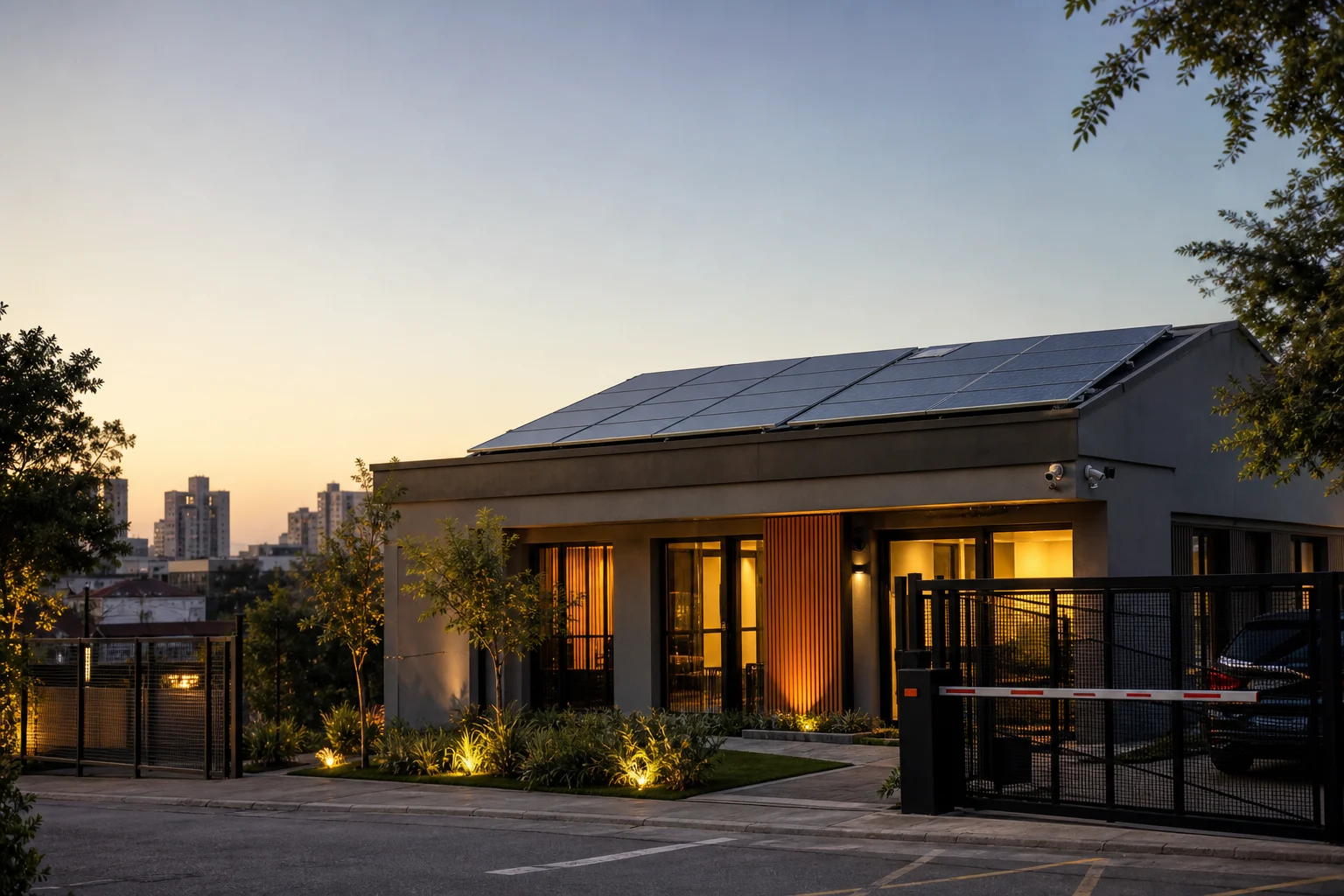 Residência contemporânea com energia e proteção integradas à rotina